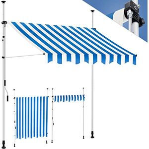 KESSER ® Store banne avec manivelle pour Balcon   Store pour Balcon sans Trous à percer, résistant aux UV, réglable en Hauteur, Hydrofuge, protège du Soleil, Toit de terrasse, Bleu/Blanc, 400cm - Publicité