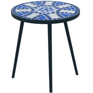 Outsunny Table Bistro Ronde de Jardin Table d'extérieur Plateau mosaïque céramique Acier Ø35 x 45,5H cm Noir - Publicité