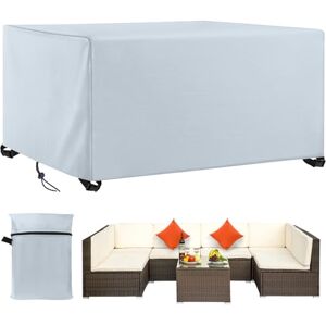 AXFZZRS Grande Housse Salon de Jardin,Gris Housses pour Mobilier de Jardin Imperméable,420D Oxford Tissu Housse de Protection,Bache de Protection Exterieur Salon de Jardin,Anti-UV,500x300x100cm - Publicité