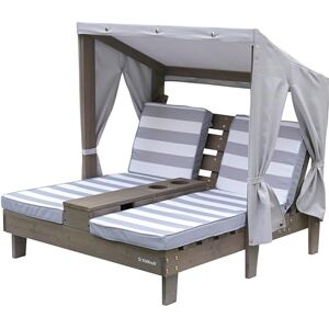 KidKraft Chaise Longue en Bois pour Enfant avec Coussins, Bain de Soleil Double, Salon de Jardin extérieur pour Enfants, Gris et Blanc, 20044 - Publicité