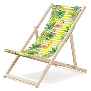 Outentin Chaise Longue en Bois Pliable Chaise Longue Chaise de Plage Haut de Gamme Grande pour Jardin, Balcon et Plage Design Moderne Chaise Longue en Bois Pliable Flamant - Publicité