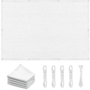 LIUNADM Toile Ombrage 2 x 3 m Rectangulaire Auvent Sunsail Protection Solaire avec Corde Libre pour Jardin Terrasse Camping, Blanc - Publicité