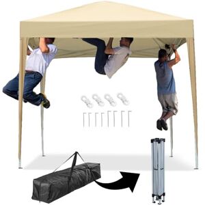 Mingone Tente 3x3m Barnum Pliante Imperméable Tonnelle de Jardin Exterieur et Résistant aux UV 50+ Auvent Pliable pour Camping Chapiteau pour Festival Plage Jardins, Beige - Publicité