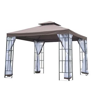 Homcom Outsunny Tonnlle de Jardin Barnum Pavillion de Jardin 3 x 3 Double Toit avec moustiquaires Amovibles imperméable Chocolat - Publicité