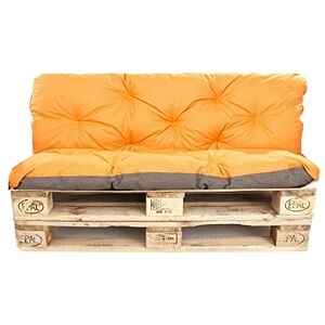 KRUGER Coussins Palette, Coussins pour palettes externes/Coussin Euro Palette, Coussin canapé, Coussin Salon de Jardin (Set:120x60+120x40cm, Orange) - Publicité