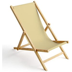 Ferocity Chaise Longue Pliable en Bois Fauteuil de Plage Pliant en hetre Classique Lit de Plage Beige écru 1 [119] - Publicité