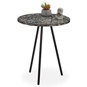 Relaxdays Ronde mosaïque, d’appoint, Décorative, Table de Jardin, Fait Main, HxD: 50 x 41 x 16 cm, Noir, Fer, MDF, Verre, Schwarz Antique, 50 x 41 x 41 cm - Publicité