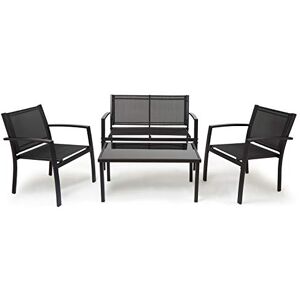 Mondeer Meubles Ensemble de Mobilier d'Extérieur 4 pcs, Chaises du Porche Meubles pour Maison et Extérieur Meubles Terrasse pour Toutes Les Saisons 3 Chaises et 1 Table en Verre, Noir - Publicité