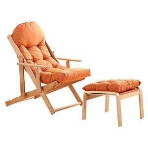 asdchZen Chaise longue en bois, 3 angles réglables, pliable, chaise de balcon, chaise de jardin avec coussins et repose-pieds durable (orange) - Publicité