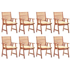 INLIFE 8376 Lot de 8 chaises de jardin avec coussin en bois massif d'acacia - Publicité