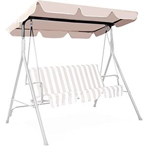 DREAMADE Toit pour Balancelle Toit de Rechange pour Balancelles Balançoires en Tissu Polyester, Toit Imperméable et Résistant à UV et à Pluie avec Largeur de Bord de 12 CM (196 x 109 cm, Beige) - Publicité