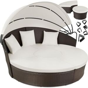 TecTake ® Bain de Soleil Salon de Jardin Exterieur Modulable en Poly Rotin & Aluminium 4 Places 1 Canapé 2 Tabouret Pouf et 1 Table de Jardin avec Pare-Soleil dépliable, Mobilier de Jardin - Publicité