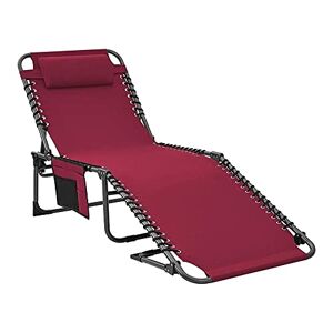 YMURAL Chaise longue inclinable lit de camping portable chaise longue inclinable avec oreiller et poche latérale capacité de charge 120 kg réglable sur 4 niveaux 190 x 59 x 34 cm pour jardin voyage pla - Publicité
