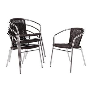 Bolero Lot de 4 chaises en osier avec cadre en aluminium Noir - Publicité