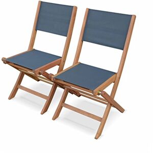 Alice's Garden Chaises de Jardin en Bois et textilène Almeria Gris Anthracite 2 chaises Pliantes en Bois d'Eucalyptus huilé et textilène - Publicité