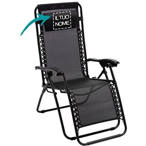 Baroni Home Chaise Longue de Jardin Personnalisable Zero Gravity, Fauteuil Relax avec Appui-Tête Rembourré, Transat d’été en Accier Allié, Chaise d’Extérieur Confortable, 165x65x11 cm, Noir - Publicité