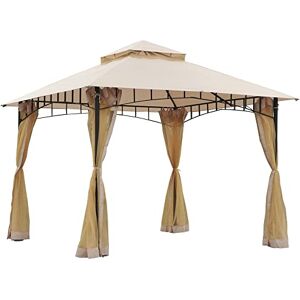 Outsunny Tonnlle de Jardin Barnum Pavillion de Jardin 3 x 3 Double Toit avec moustiquaires Amovibles imperméable Beige - Publicité