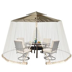 COSTWAY Moustiquaire pour Parasol en Maille Polyester, avec 2 Porte à Double Fermeture Eclair et Base Remplissable, Moustiquaire Réglable pour Parasol et Tonnelle de ø2,5 à 3 m (Beige) - Publicité