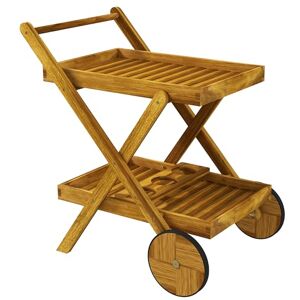 Outsunny Desserte de Jardin Chariot pour Barbecue en Bois avec 2 Plateaux, 3 casiers à Bouteilles et 2 Roues 52L x 71l x 74H cm Bois Naturel - Publicité