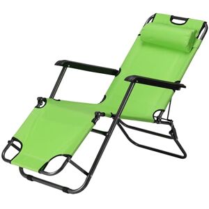 JEMIDI Chaise Longue Pliante Transat Jardin Exterieur 155 x 60 x 80 cm en Tissu et Acier Charge Max. 120 kg Fauteuil Jardin avec accoudoir Appui-tête et Dossier Deux Niveaux - Publicité