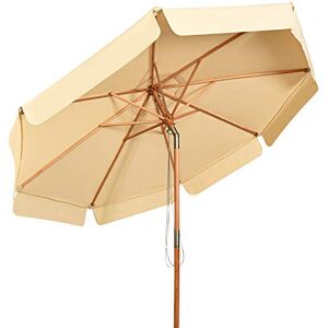 GOPLUS 3M Parasol de Jardin Octogonale, Parasol de Balcon Inclinable, Hauteru 2,45M, avec Baleines de Parapluie en Bois, Tissu en Polyester, Anti-UV, pour Terrasse, Jardin (Beige) - Publicité