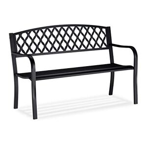 Relaxdays Jardin, Banc extérieur, Balcon, 2 Places, Fer, tressé, Fonte, Acier 86,5x127,5x58,5 cm, Noir - Publicité