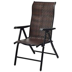 COSTWAY Chaise de Jardin Pliante en Rotin, Fauteuil d’Extérieur avec Dossier Réglable et Cadre en Métal, Chaise de Salle à Manger pour Patio, Terrasse, Balcon, Marron (1, 58 x 69 x 112 cm) - Publicité