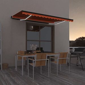 RAUGAJ Furniture Home Tools Auvent rétractable manuel avec LED Orange et marron 450 x 350 cm - Publicité
