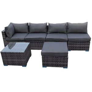 Ensembles de Meubles de Jardin en rotin, canapé d'angle extérieur 5 Places, Patio, véranda, lit, Chaise Longue, Chaise Longue modulaire en Aluminium – Gris avec Coussin Noir - Publicité