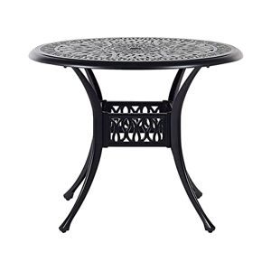 Beliani Table de Repas Jardin Ronde 90 cm en Aluminium Aspect Vieilli Noir Ancona - Publicité