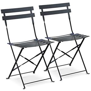 Alice's Garden Lot de 2 chaises de Jardin Pliables Emilia Anthracite Acier thermolaqué - Publicité