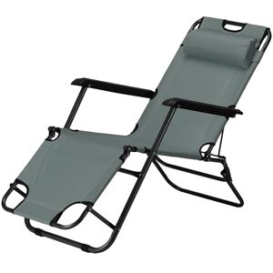 JEMIDI Chaise Longue Pliante Transat Jardin Exterieur 155 x 60 x 80 cm en Tissu et Acier Charge Max. 120 kg Fauteuil Jardin avec accoudoir Appui-tête et Dossier Deux Niveaux - Publicité