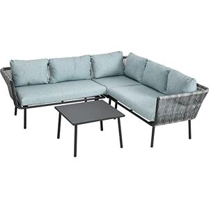 Outsunny Salon de Jardin d'angle en résine tressée 4 pièces avec 2 canapé d'angle 2 Places + 1 canapé d'angle 1 Place + Table Basse Coussins Inclus Cadre en Aluminium Gris - Publicité