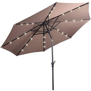 COSTWAY Parasol de Jardin LED, Parasol Inclinable Ø 300 CM,avec Toile Polyester et Baleines en Fer Robuste, Protection UV, pour Balcon Jardin Terrasse Base Non Inclus (Marron) - Publicité