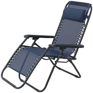 Chaise longue inclinable pliante de camping, chaise longue inclinable pliante zéro gravité avec oreiller, chaises de patio inclinables réglables, table d'appoint for la maison/bureau/camping/piscine ( - Publicité