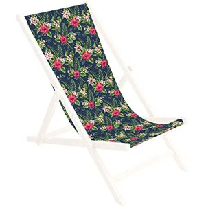 Ferocity Toile de Rechange 131x44 cm, Tissu De Remplacement De Fauteuil de Plage, Chaise Longue Pliante en Bois Motif Palm foncé [119] - Publicité