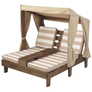 KidKraft Chaise Longue en Bois pour Enfant avec Coussin, Bain de Soleil Double, Salon de Jardin extérieur pour Enfants, écru et Blanc, 00534 - Publicité