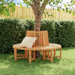 DCRAF Nice Outdoor Nice Outdoor Bancs d'extérieur Bancs d'arbre 2 pcs Demi-Rond 160 cm Bois massif teck - Publicité