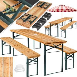 TecTake ® Ensemble de Table extérieure et Banc en Bois de Brasserie Salon de Jardin Pliable et Peu encombrant, avec Support Parasol, Mobilier de Jardin pour Pique Nique Réceptions Barbecue Mariage - Publicité