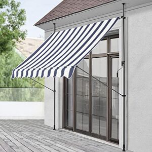 pro.tec Store Banne Manuel Rétractable pour Terrasse Marquise Soleil de Balcon Auvent Téléscopique Hauteur et Inclinaison Réglable sans Perçage Acier Polyester 150 x 120 x 200-300 cm Bleu Foncé Blanc - Publicité