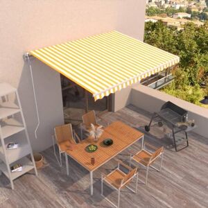 Tidyard Auvent Rétractable Automatique 450x300 cm Jaune et Blanc, Store Banne de Jardin Hauteur et Inclinaison Réglable, Brise-Soleil pour Balcon Terrasse Porche Restaurant et Café - Publicité