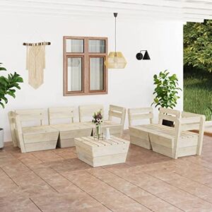 Rantry Meuble de jardin sur palette 6 pièces en bois sapin imprégné, canapé-lit, canapé, salon, canapé, canapé, canapé moderne, canapé pour extérieur, 4 coins + table - Publicité