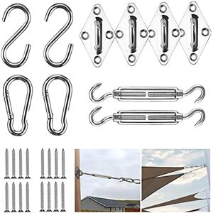 Xiaorouqiu Kit de Fixation pour Voile d'ombrage, 42Pcs M5 Acier Inoxydable Kit Accessoires de Fixation de matériel pour Triangle et Carré, Voile d'ombrage, Toile d'ombrage Triangulaire - Publicité