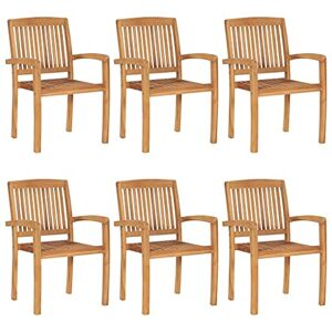 TEKEET Furniture Home Tools Lot de 6 chaises de jardin empilables en teck massif - Publicité