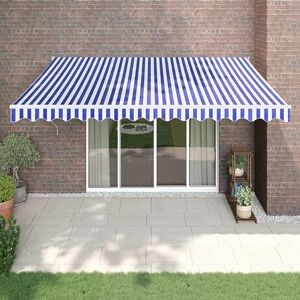 Mengtu Auvent rétractable bleu et blanc 4 x 3 m Tissu et aluminium Pour extérieur, jardin, terrasse, balcon et restaurant - Publicité