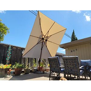 PURPLE LEAF Parasol Déporté Grain de Bois en Aluminium Parasol De Jardin Extérieur Toit à Double Rotatif 360°, Parasol Terrasse Extérieur XXL Kaki marron, 3.65 x 3.65 m - Publicité