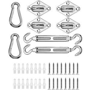 LATRAT Kit de Fixation Voile d'ombrage, Soleil d'ombrage kit de Fixation pour Triangle Carré Rectangle (40 pièces) - Publicité