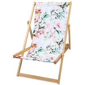 Amazinggirl Chaise Longue, Chaise Longue, Pliable 1 pièce Chaise Longue de Jardin, Chaise Pliante, Chaise Longue Pliante en Bois, Chaise Longue de Plage, capacité de Charge maximale 120 kg Fleur - Publicité