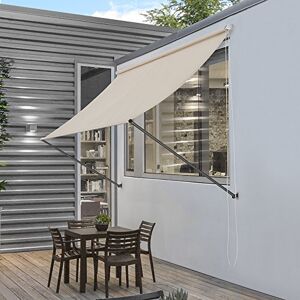 pro.tec ] Brise-Soleil Pare-Soleil Auvent pour Fixer au Mur Rétractable Armature en Acier Sable 300 x 120 cm - Publicité