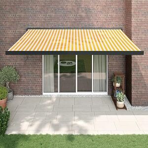 BaraSh Retractable Awning Yellow and White 4x3 m Fabric and Aluminium,Garden Awnings Sun Shade Awnings,Anti-and Waterproof Awnings for Patio, Balcony, Restaurant, Beige - Publicité